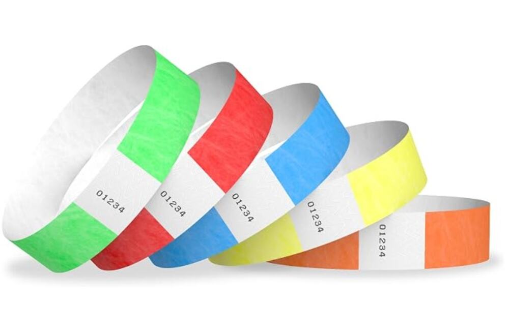 2,000 Premium Wristbands for Events, Tamper-Proof Design, 5-Color Variety Pack